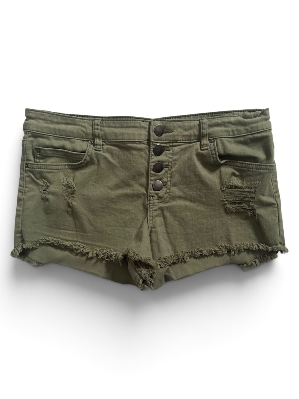 Billabong Olive Green Distressed Denim Shorts